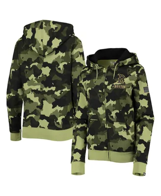 Women's New Era Green Boston Red Sox 2022 Mlb Armed Forces Day Camo Full-Zip Hoodie