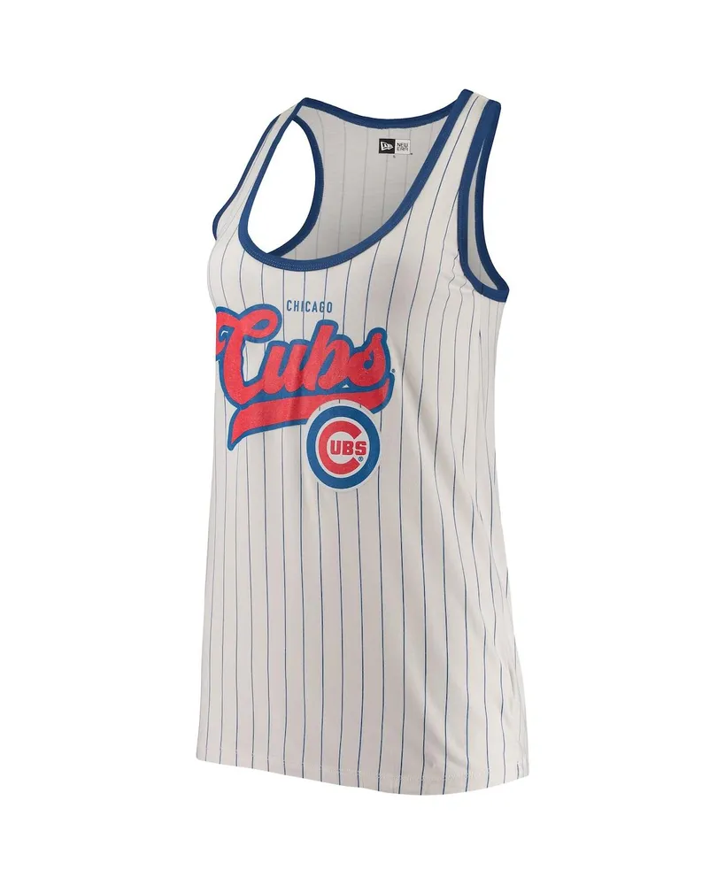 Women's New Era White and Royal Chicago Cubs Pinstripe Scoop Neck Tank Top