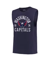 Men's Majestic Threads Navy Washington Capitals Softhand Muscle Tank Top