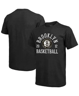 Men's Majestic Threads Heathered Black Brooklyn Nets Ball Hog Tri-Blend T-shirt