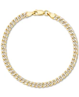 Double-Sided Cuban Link Chain Bracelet (4.5mm) in 10k Two-Tone Gold