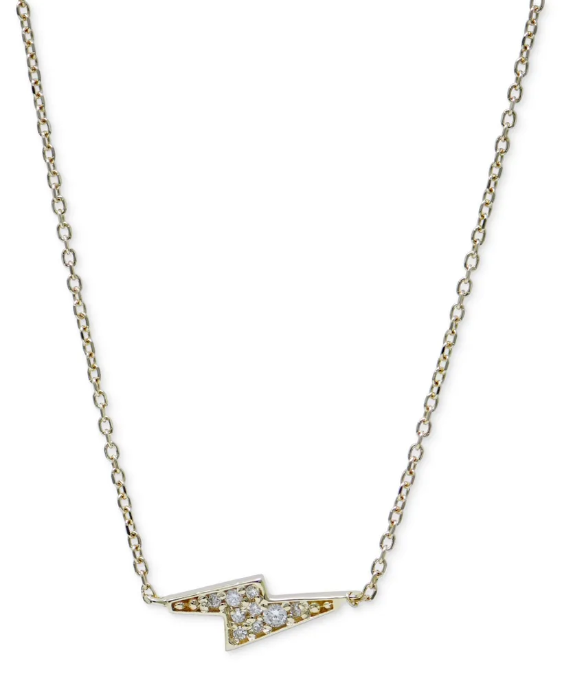 Anzie Diamond Lightning Bolt Pendant Necklace (1/20 ct. t.w.) in 14k Gold, 14" + 2" extender