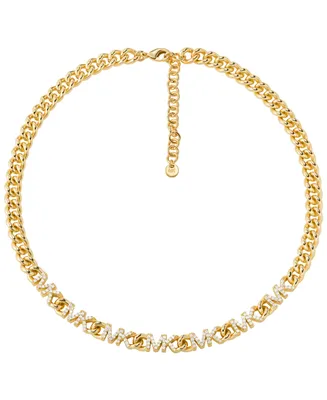 Michael Kors Brass Logo Collar Necklace