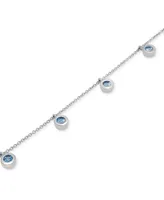 Blue Topaz Bezel Dangle Ankle Bracelet (7/8 ct. t.w.) in Sterling Silver