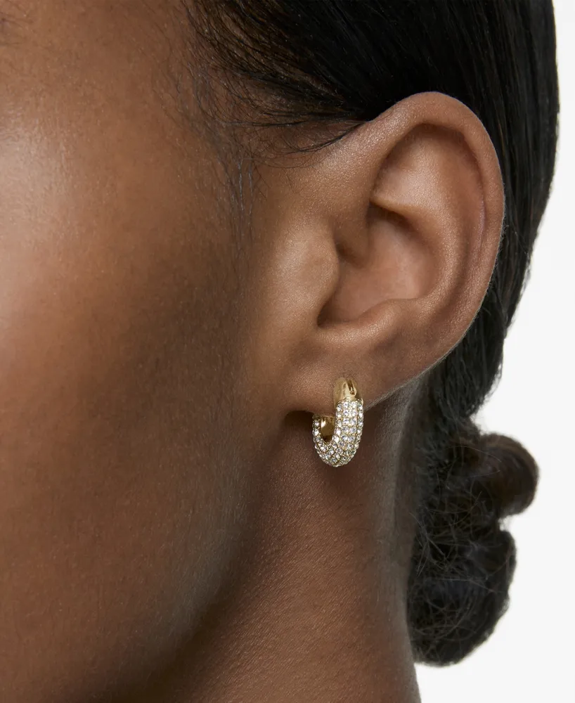 Swarovski Gold-Tone Pave Crystal Dextera Hoop Earrings, 0.62" - Gold