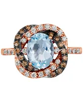 Le Vian Blue Topaz (1-7/8 ct. t.w.) & Diamond (3/8 ct. t.w.) Halo Ring in 14k Rose Gold