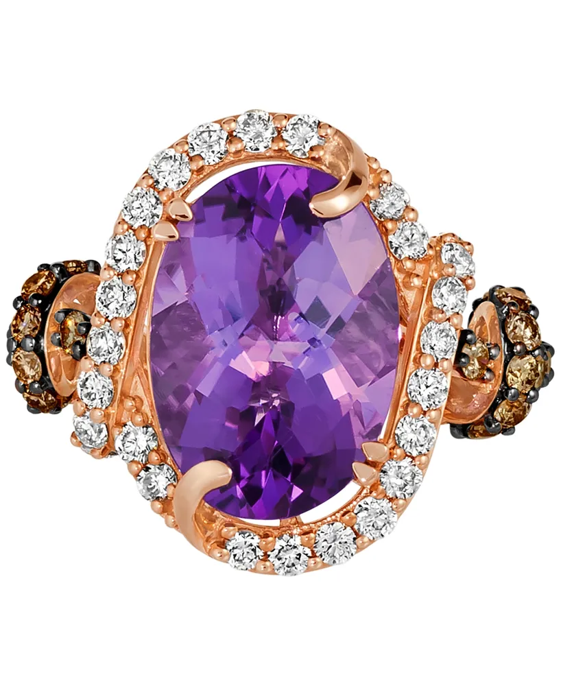 Le Vian Grape Amethyst (4-1/2 ct. t.w.) & Diamond (7/8 ct. t.w.) Halo Ring in 14k Rose Gold