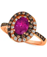 Le Vian Raspberry Rhodolite (1-3/8 ct. t.w.) & Diamond (3/8 ct. t.w.) Halo Ring in 14k Rose Gold