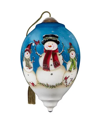 Ne'Qwa Art 7221112 Snowflakes, Friendship, and Winter Cheer Hand-Painted Blown Glass Ornament