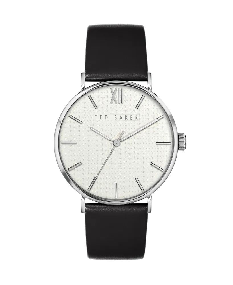 Ted Baker Men's Phylipa Black Leather Strap Watch 43mm