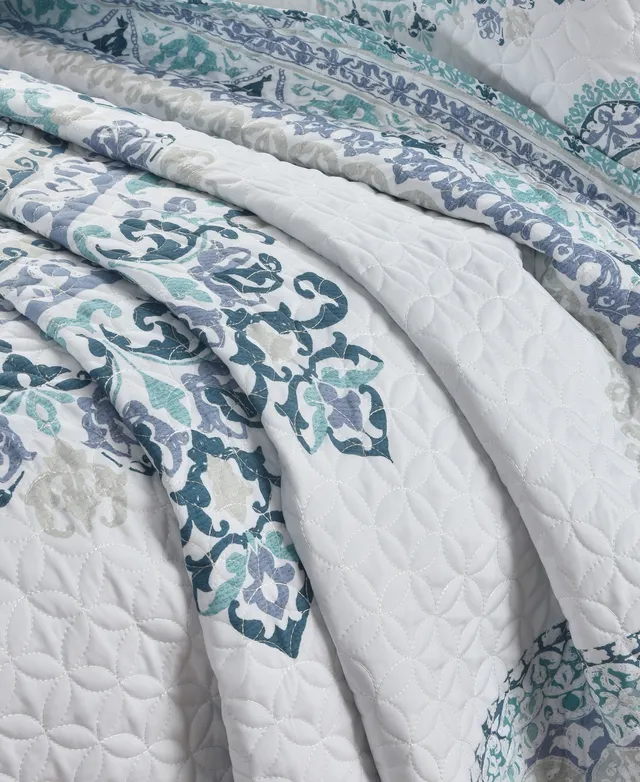 Queen Street Afton 3-pc. Medallion Extra Weight Reversible Comforter Set,  Color: Blue - JCPenney