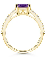 Macy's Amethyst and Diamond Accent Ring 14K Yellow Gold