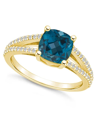 Macy's London Blue Topaz and Diamond Accent Ring 14K Yellow Gold
