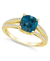Macy's London Blue Topaz and Diamond Accent Ring 14K Yellow Gold