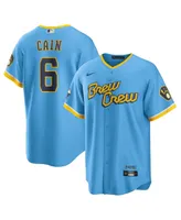 Men's Nike Lorenzo Cain Powder Blue Milwaukee Brewers City Connect Replica Player Jersey