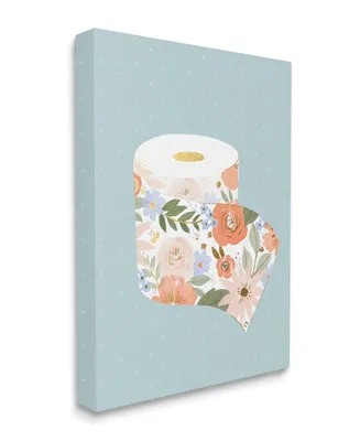 Stupell Industries Spring Floral Print Toilet Paper Over Blue Art, 24" x 30" - Multi