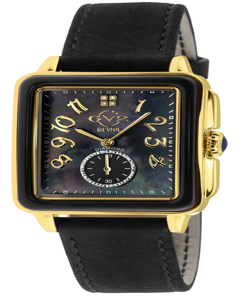 Gevril Women's Bari Enamel Swiss Quartz Italian Leather Strap Watch 34mm