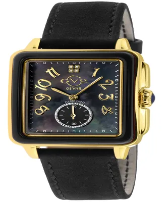 Gevril Women's Bari Enamel Swiss Quartz Italian Leather Strap Watch 34mm