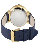 Gevril Women's Genoa Swiss Quartz Italian Blue Leather Strap Watch 36mm