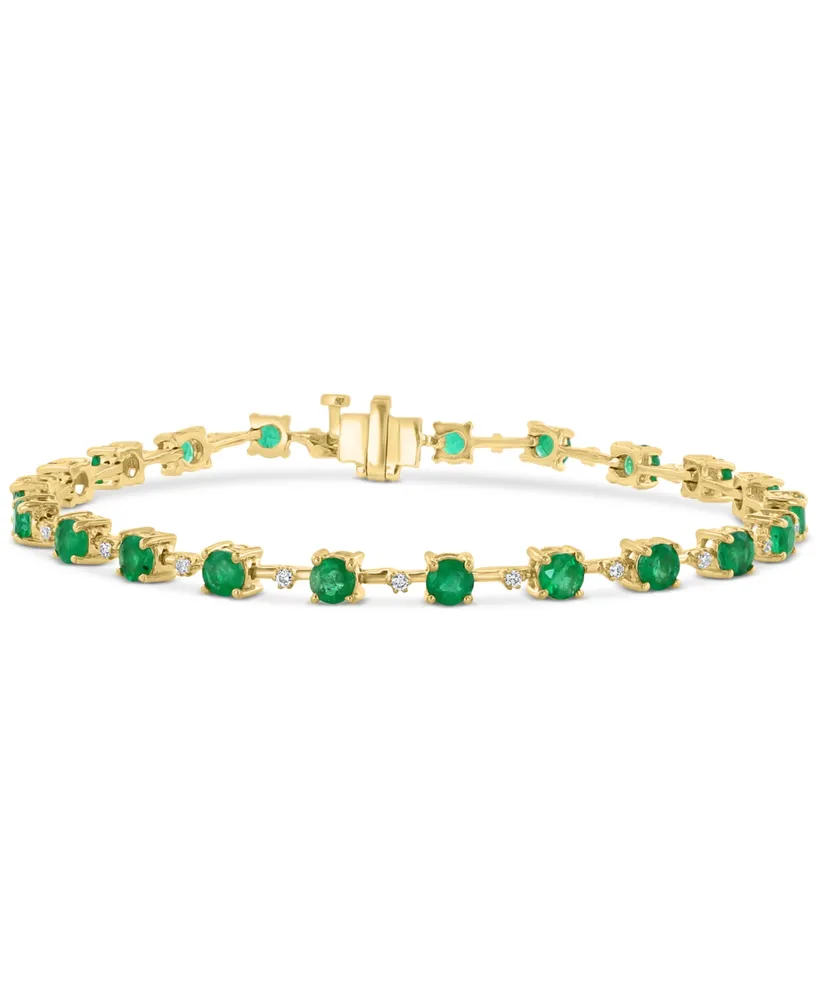 Effy Emerald (2-1/2 ct. t.w.) & Diamond (5/8 ct. t.w.) Link Bracelet in 14k Gold