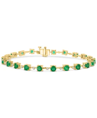 Effy Emerald (2-1/2 ct. t.w.) & Diamond (5/8 ct. t.w.) Link Bracelet in 14k Gold
