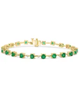 Effy Emerald (2-1/2 ct. t.w.) & Diamond (5/8 ct. t.w.) Link Bracelet in 14k Gold