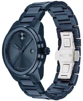 Movado Men's Swiss Bold Verso Blue Ion-Plated Steel Bracelet Watch 42mm