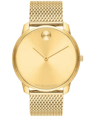 Movado Men's Swiss Bold Thin Gold Ion-Plated Steel Mesh Bracelet Watch 42mm