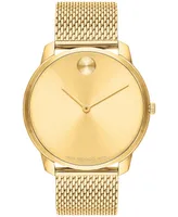 Movado Men's Swiss Bold Thin Gold Ion-Plated Steel Mesh Bracelet Watch 42mm