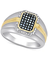 Men's Black Diamond (1/3 ct. t.w.) & White Diamond (1/5 ct. t.w.) Ring in Sterling Silver & 14k Gold-Plate