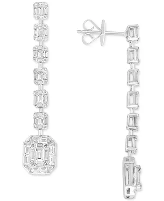 Effy Diamond Baguette & Round Linear Drop Earrings (2-1/2 ct. t.w.) in 18k White Gold