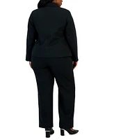 Le Suit Plus Two-Button Pinstriped Pantsuit