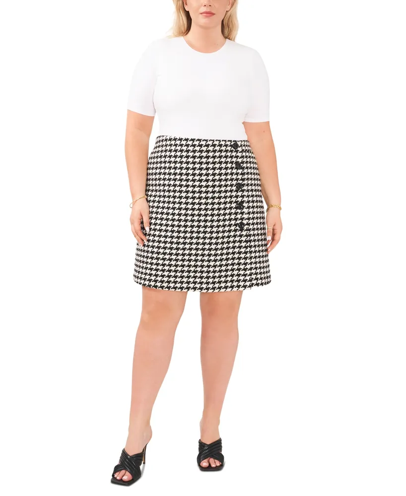 Vince Camuto Plus Houndstooth Mini Skirt