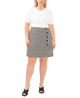 Vince Camuto Plus Houndstooth Mini Skirt