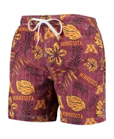 Men's Wes & Willy Maroon Minnesota Golden Gophers Vintage Floral Swim Trunks