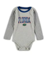 Boys and Girls Infant Wes and Willy Heathered Gray, Royal Florida Gators Jie Jie Long Sleeve Bodysuit and Pants Set