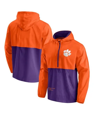 Men's Fanatics Orange and Purple Clemson Tigers Thrill Seeker Half-Zip Hoodie Anorak Jacket