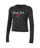 Women's Under Armour Black Texas Tech Red Raiders Vault Cropped Long Sleeve T-shirt