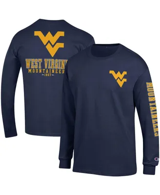 Men's Champion Navy West Virginia Mountaineers Team Stack Long Sleeve T-shirt