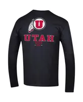 Men's Champion Black Utah Utes Team Stack Long Sleeve T-shirt