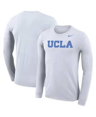 Men's Nike White Ucla Bruins School Wordmark Logo Performance Legend Long Sleeve T-shirt