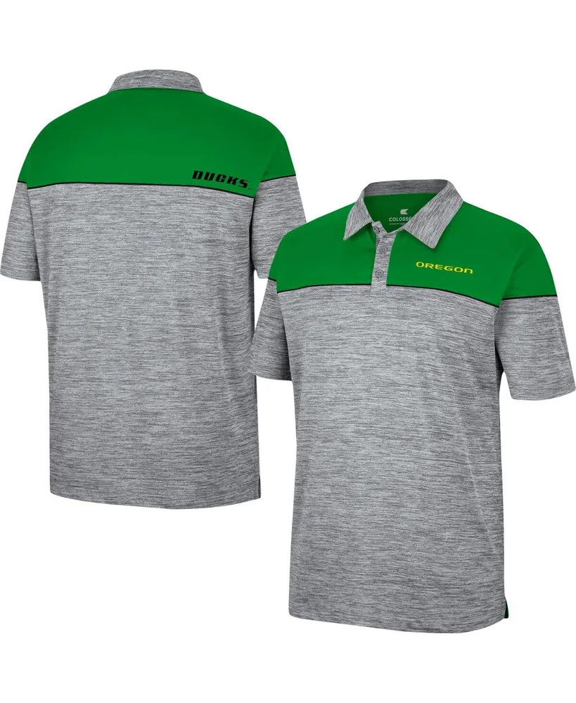 Men's Colosseum Heathered Gray, Green Oregon Ducks Birdie Polo Shirt
