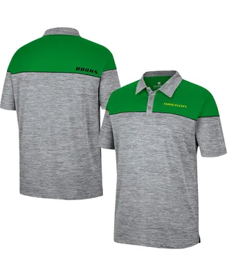 Men's Colosseum Heathered Gray, Green Oregon Ducks Birdie Polo Shirt