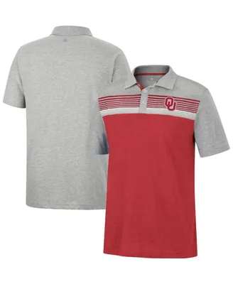 Men's Colosseum Crimson, Heathered Gray Oklahoma Sooners Caddie Polo Shirt