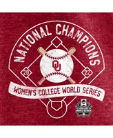 Women's Fanatics Heathered Crimson Oklahoma Sooners 2022 Ncaa Softball Women's College World Series Champions Slide Schedule T-shirt