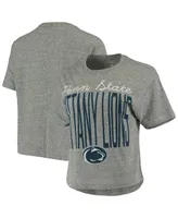 Women's Pressbox Heathered Gray Penn State Nittany Lions Sanibel Knobi Crop T-shirt