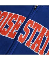 Women's Stadium Athletic Royal Boise State Broncos Arched Name Full-Zip Hoodie