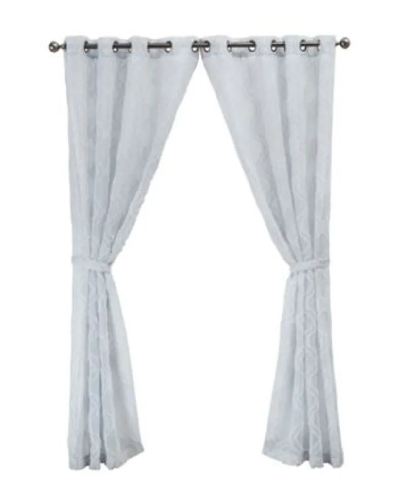 Jessica Simpson Everyn Sheer Embellished Grommet Window Curtain Panel Pair With Tiebacks Collection
