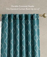 Jessica Simpson Lynee Textured Diamond Patterned Blackout Back-Tab Window Curtain Panel Pair with Tiebacks, 52" x 84"