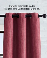 Lucky Brand Solana Thermal Woven Room Darkening Grommet Window Curtain Panel Pair with Tiebacks